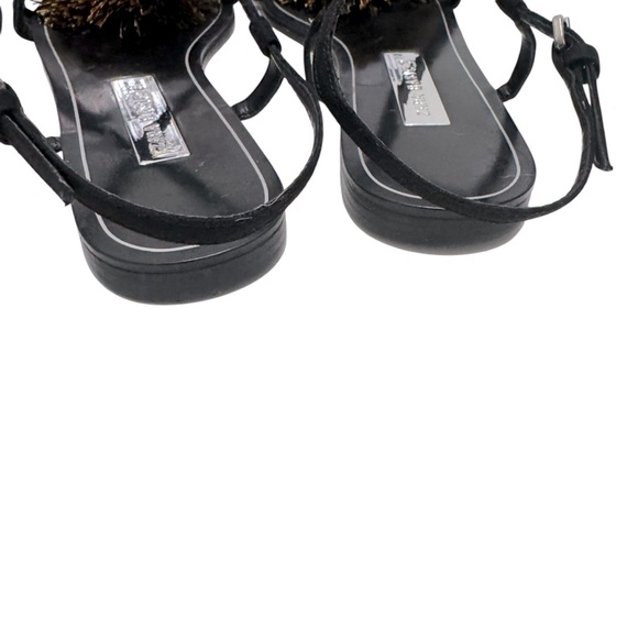 Zara Basic Collection Pom Pom Strappy Flat‎ Sandals Sz 8, - Picture 4 of 8